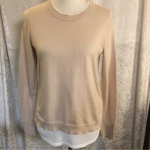 Banana Republic Cotton blend  Crew neck sweater Cream White  layered  Size  S